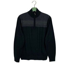 Nicklaus Black Quarter Zip Sweater Wool Blend Golf Pullover Small